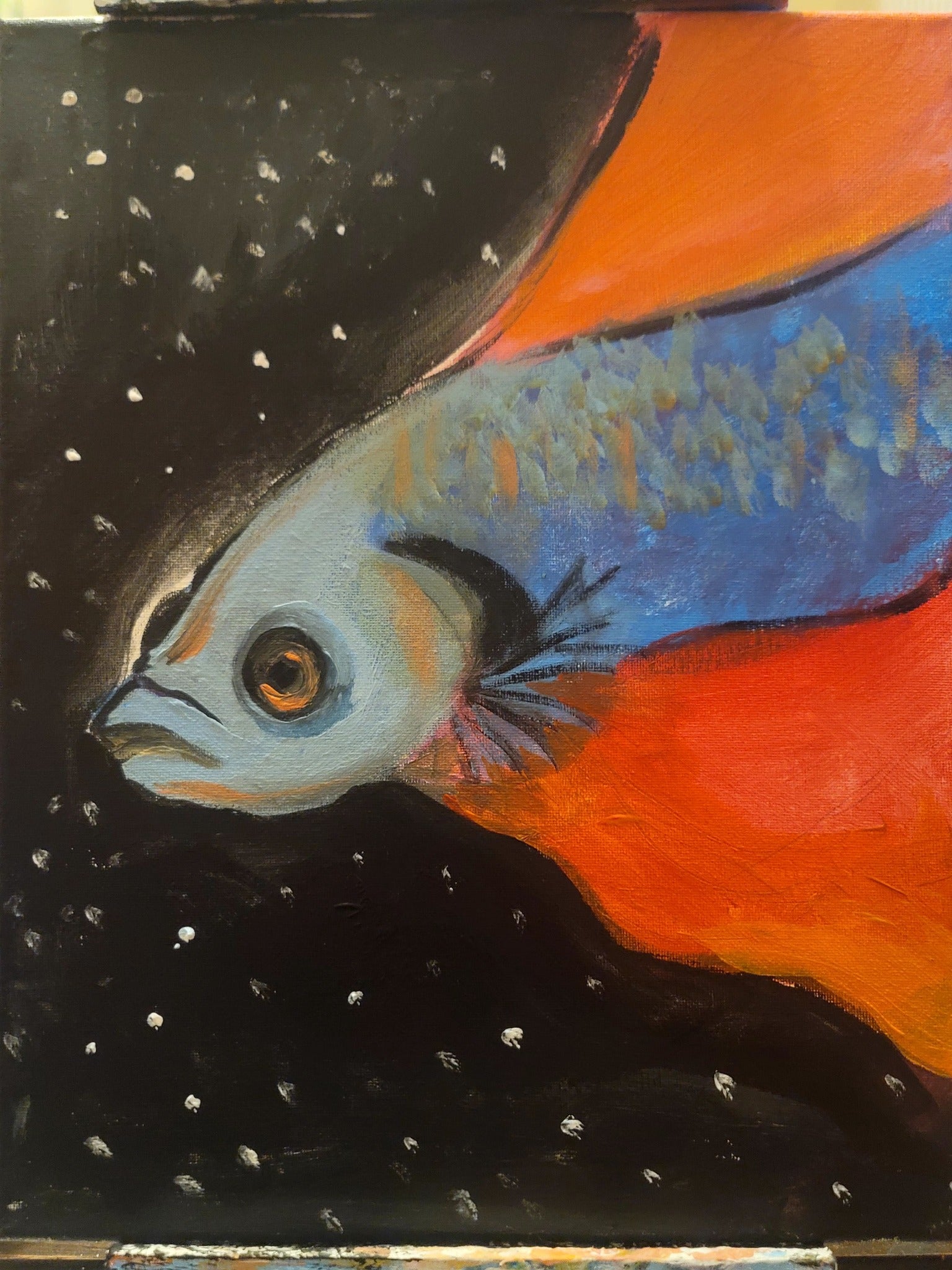 Nova Unvarnished 11x14 Inches Betta Fish One-of-a-Kind Acrylic Painting