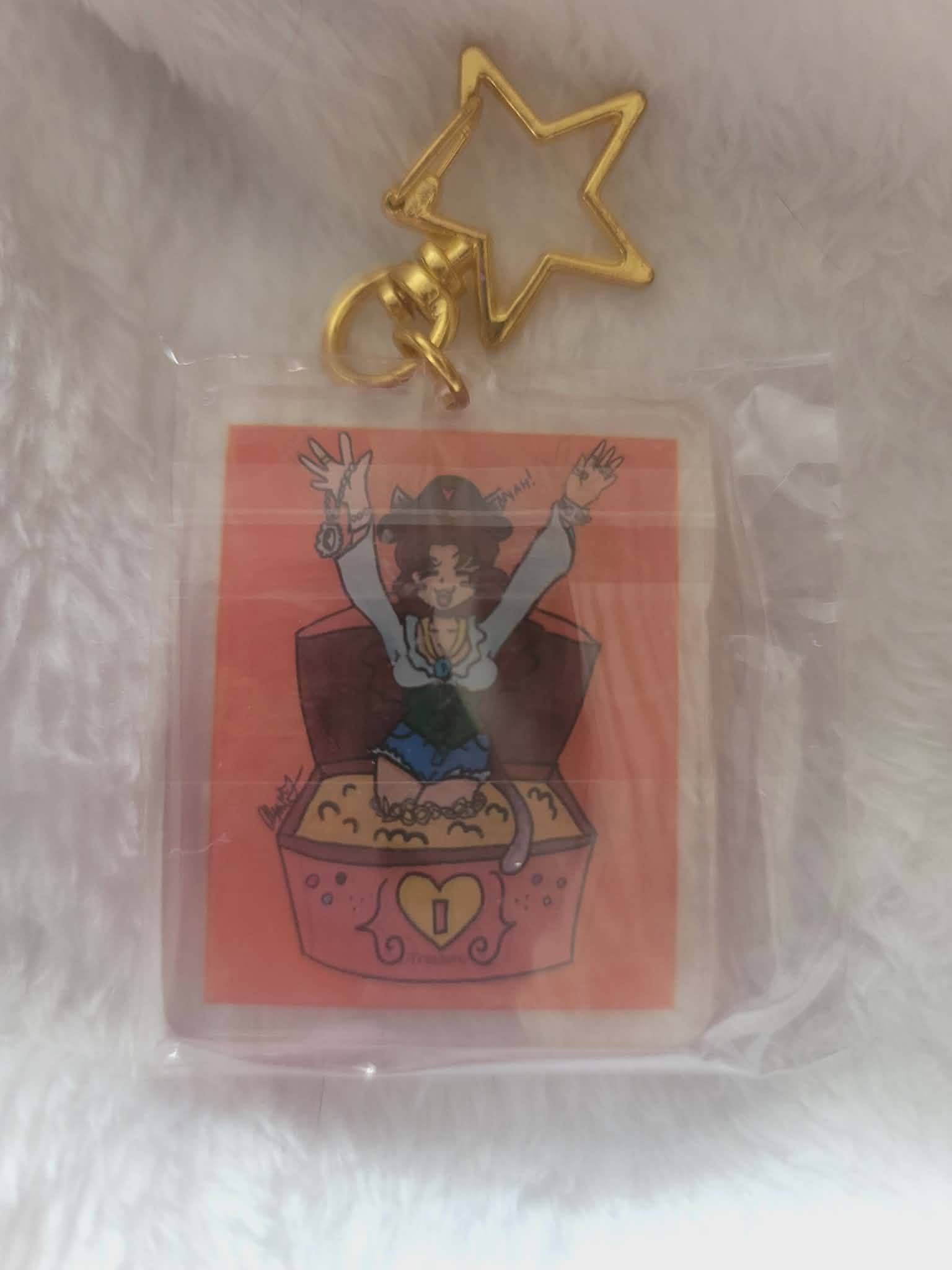 Reversible Treasure Token Keychain with Star Clasp