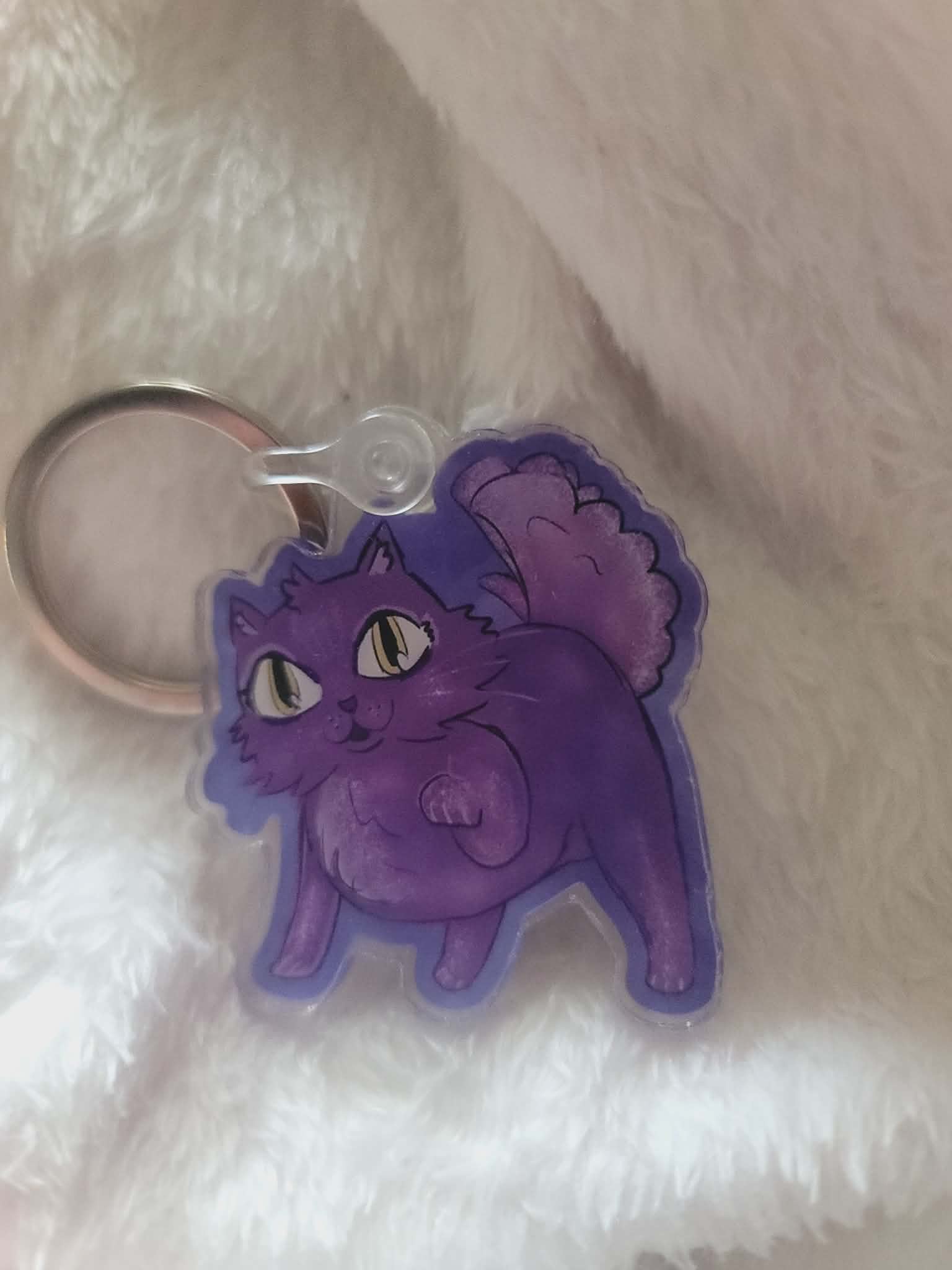 Space Luna Keychain with Silver Key Ring Hardware