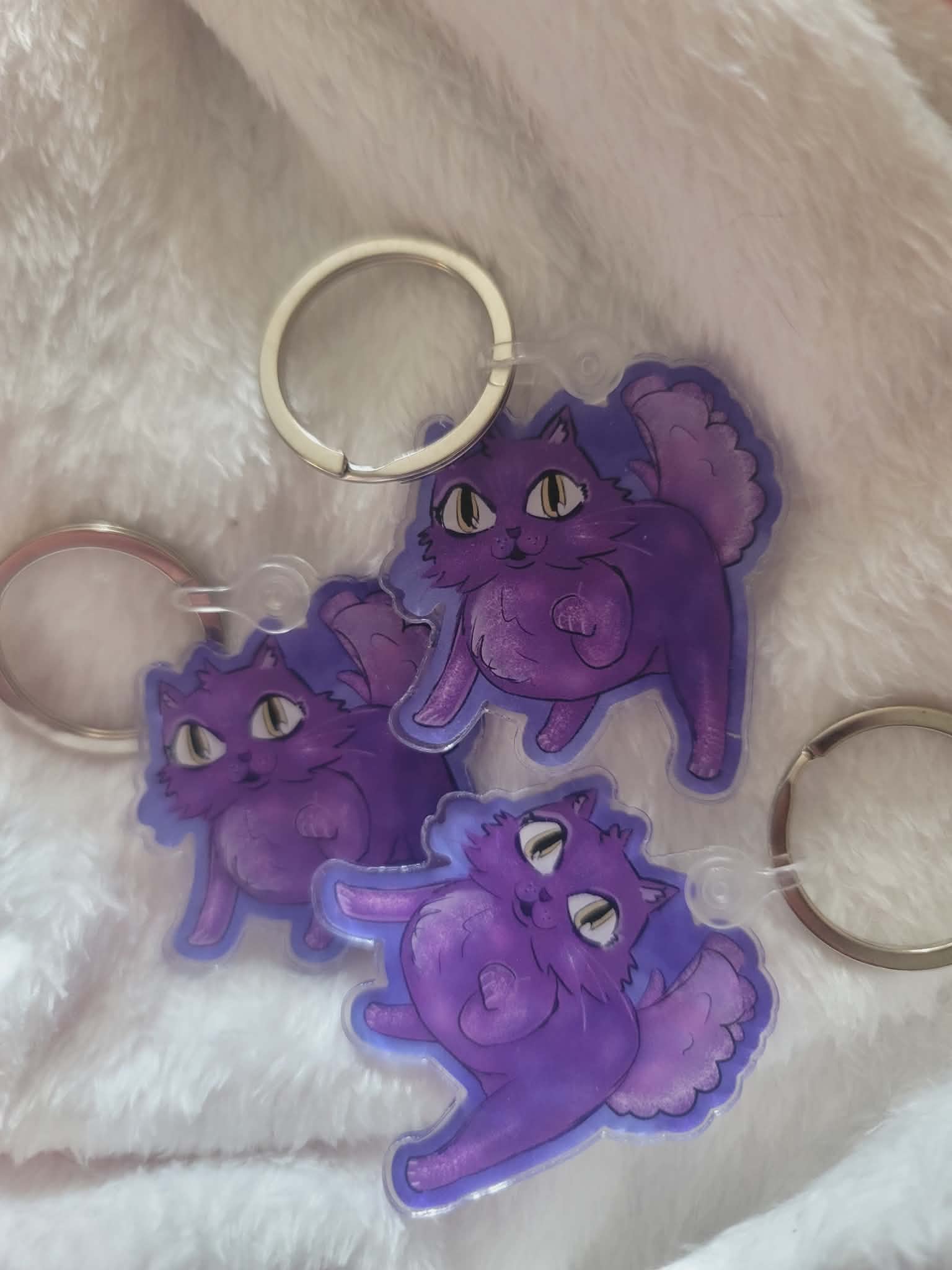 Space Luna Keychain with Silver Key Ring Hardware