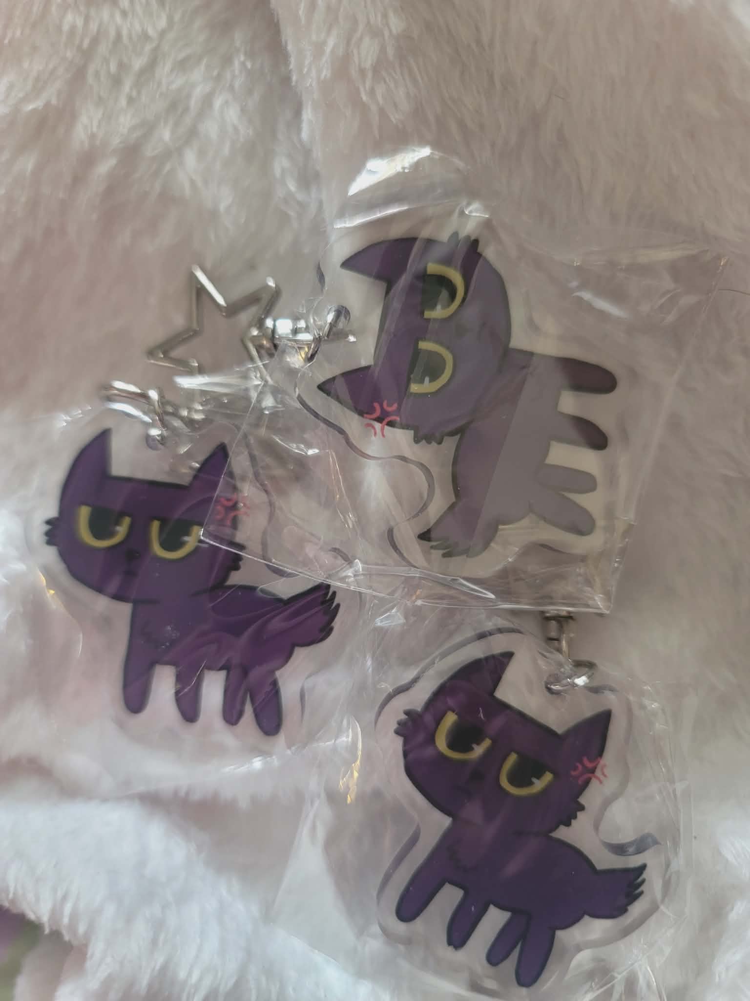 Reversible Angry Luna Keychain with Silver Star Clasp Hardware