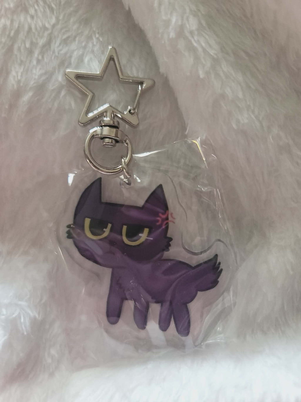 Reversible Angry Luna Keychain with Silver Star Clasp Hardware