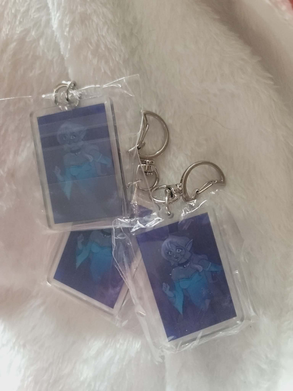 Spirit Token Reversible Keychain with Silver Crescent Moon Clasp Hardware