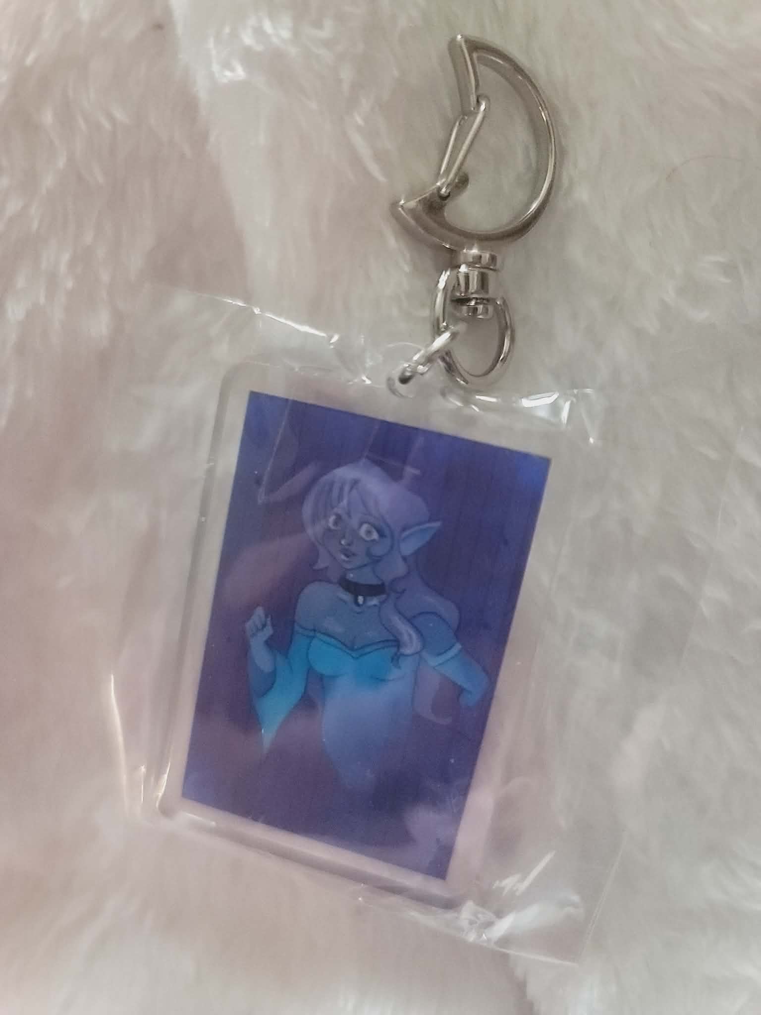 Spirit Token Reversible Keychain with Silver Crescent Moon Clasp Hardware