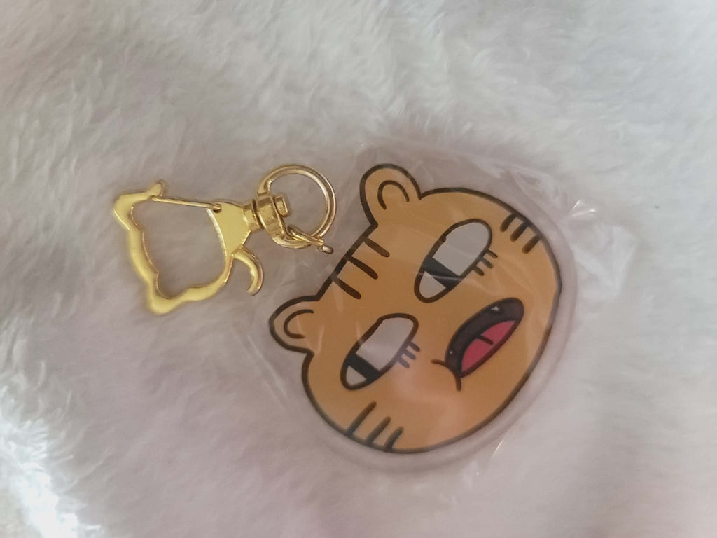 Funky Tiger Reversible Keychain with Cat-Shaped Gold Toned Clasp Hardware