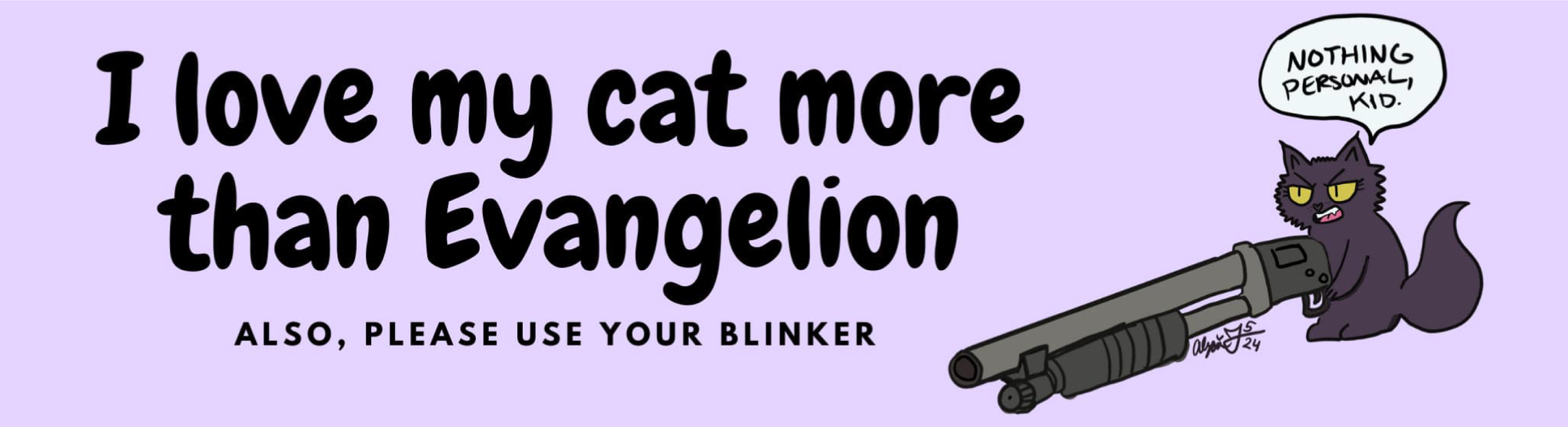 I Love My Cat More Than Evangelion 3x8 Vinyl Anime-Inspired Parody Bumper Sticker Die-Cut Premium Vinyl Decal Sticker