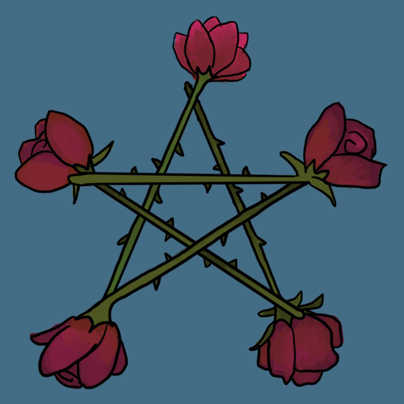 Rose Pentagram Vinyl Sticker – 3x3 Dark Floral Witchy Occult Sticker